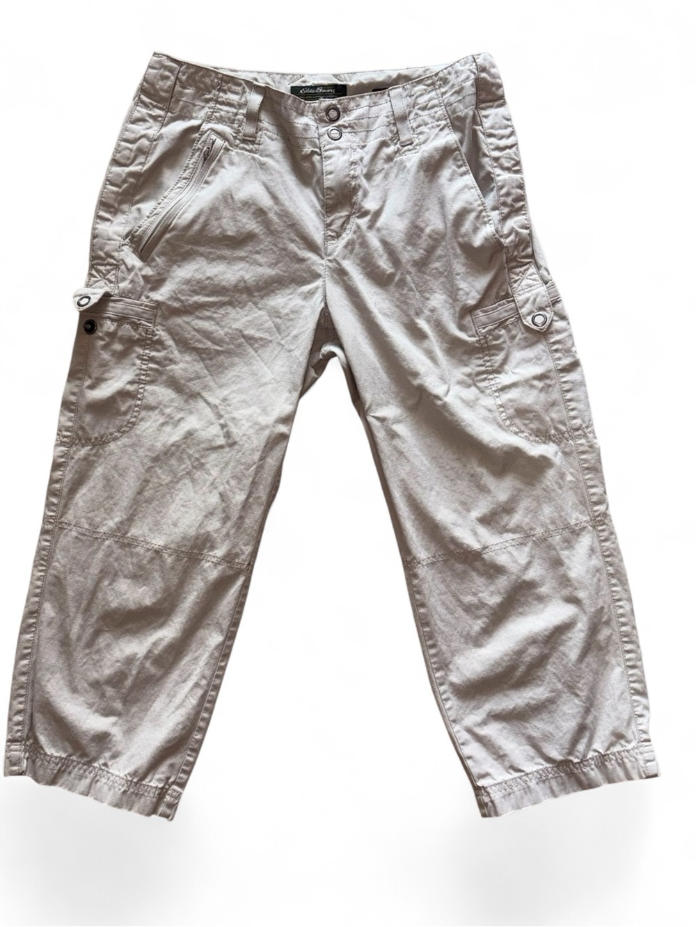 Eddie Bauer Light Gray Cargo Crop Pants